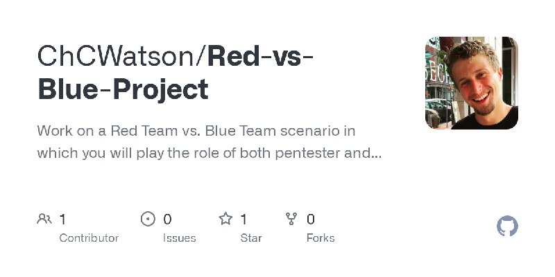 GitHub - ChCWatson/Red-vs-Blue-Project: Work on a Red Team vs. Blue Team scenario in which you will play the role of both pentester…