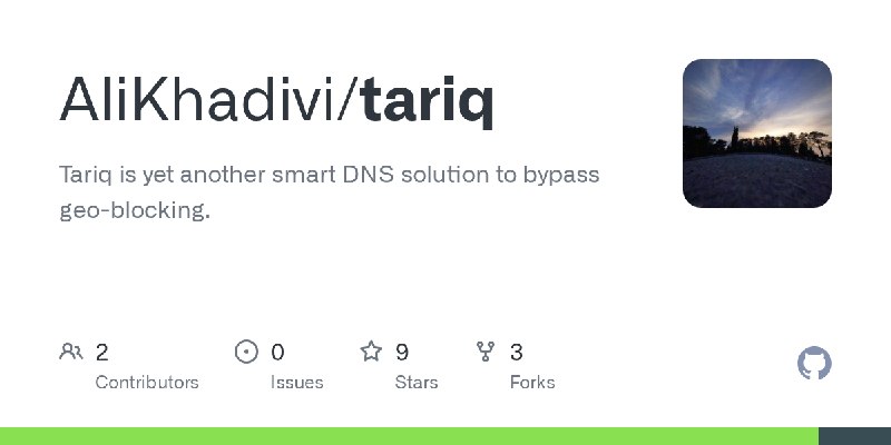 GitHub - AliKhadivi/tariq: Tariq is yet another smart DNS solution to bypass geo-blocking.
