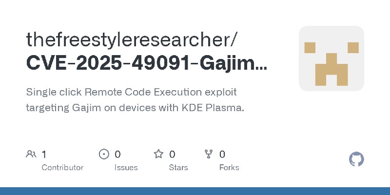 GitHub - thefreestyleresearcher/CVE-2025-49091-Gajim-RCE: Single click Remote Code Execution exploit targeting Gajim on devices…