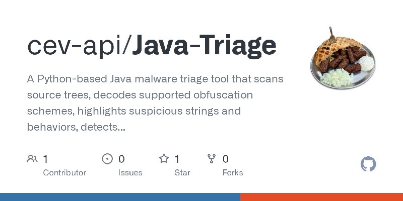 GitHub - cev-api/Java-Triage: A Python-based Java malware triage tool that scans source trees, decodes supported obfuscation schemes…