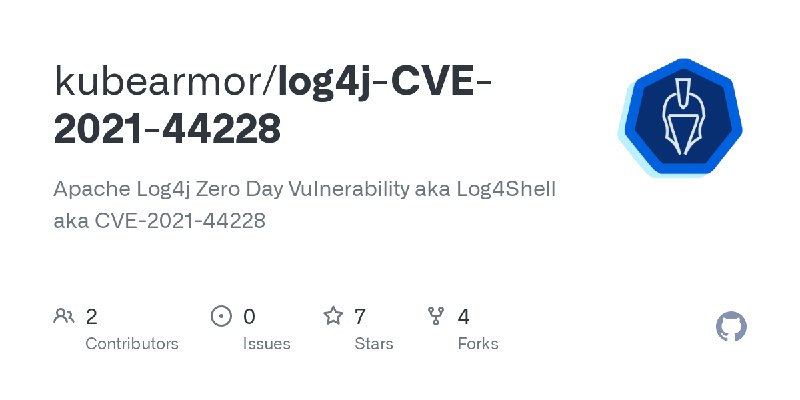 GitHub - kubearmor/log4j-CVE-2021-44228: Apache Log4j Zero Day Vulnerability aka Log4Shell aka CVE-2021-44228