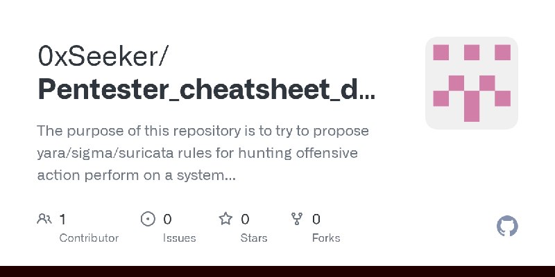 GitHub - 0xSeeker/Pentester_cheatsheet_detector: The purpose of this repository is to try to propose yara/sigma/suricata rules…