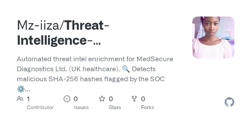 GitHub - Mz-iiza/Threat-Intelligence-Investigation-and-Analysis-of-Malicious-Hashes: Automated threat intel enrichment for MedSecure…