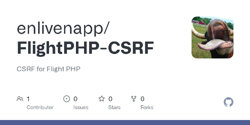 GitHub - enlivenapp/FlightPHP-CSRF: CSRF for Flight PHP