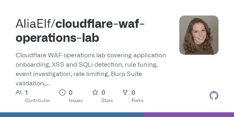 GitHub - AliaElf/cloudflare-waf-operations-lab: Cloudflare WAF operations lab covering application onboarding, XSS and SQLi detection…