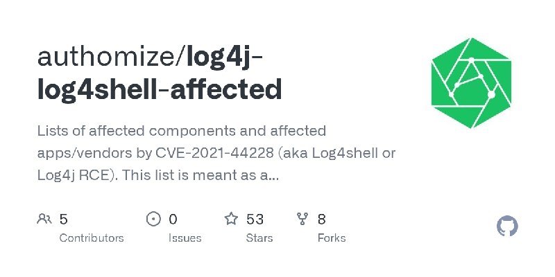 GitHub - authomize/log4j-log4shell-affected: Lists of affected components and affected apps/vendors by CVE-2021-44228 (aka Log4shell…