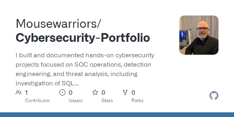 GitHub - Mousewarriors/Cybersecurity-Portfolio: I built and documented hands-on cybersecurity projects focused on SOC operations…