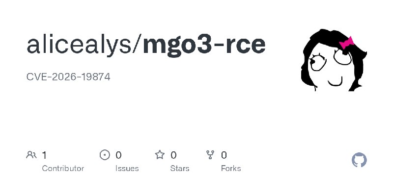 GitHub - alicealys/mgo3-rce: CVE-2026-19874