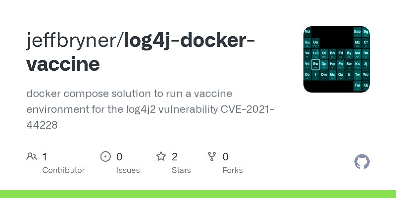 GitHub - jeffbryner/log4j-docker-vaccine: docker compose solution to run a vaccine environment for the log4j2 vulnerability CVE…