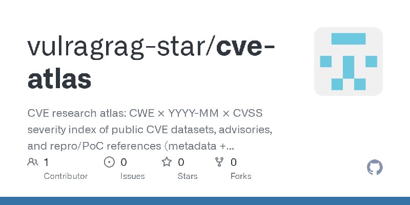 GitHub - vulragrag-star/cve-atlas: CVE research atlas: CWE × YYYY-MM × CVSS severity index of public CVE datasets, advisories,…