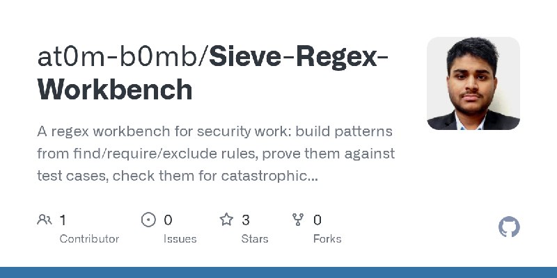 GitHub - at0m-b0mb/Sieve-Regex-Workbench: A regex workbench for security work: build patterns from find/require/exclude rules,…