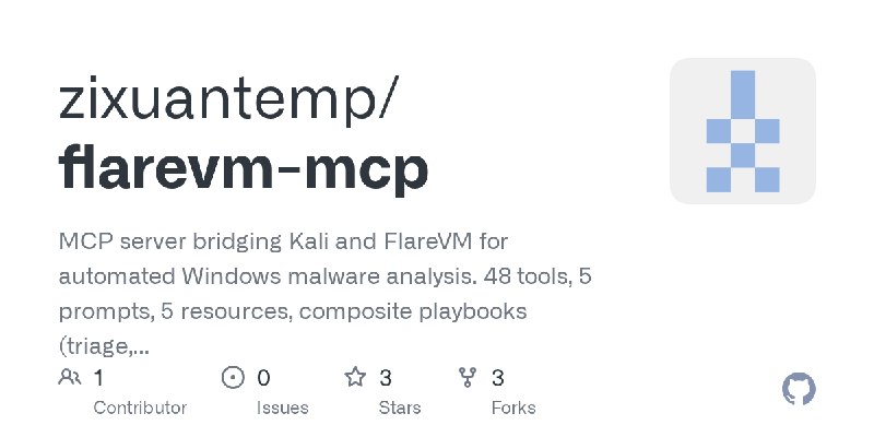 GitHub - zixuantemp/flarevm-mcp: MCP server bridging Kali and FlareVM for automated Windows malware analysis. 48 tools, 5 prompts…