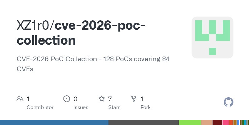 GitHub - XZ1r0/cve-2026-poc-collection: CVE-2026 PoC Collection - 128 PoCs covering 84 CVEs