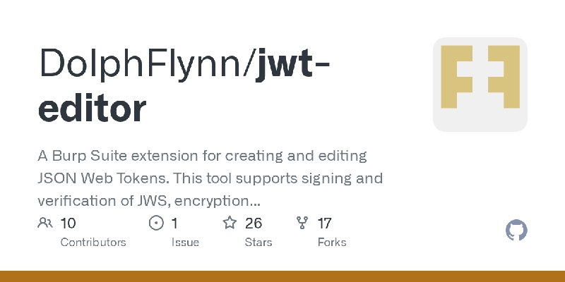 GitHub - DolphFlynn/jwt-editor: A Burp Suite extension for creating and editing JSON Web Tokens. This tool supports signing and…
