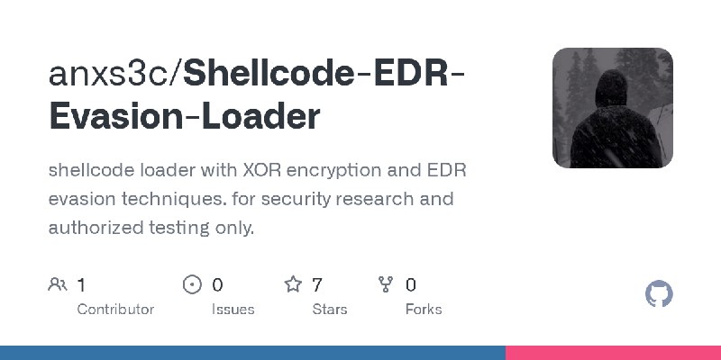GitHub - anxs3c/Shellcode-EDR-Evasion-Loader: shellcode loader with XOR encryption and EDR evasion techniques. for security research…