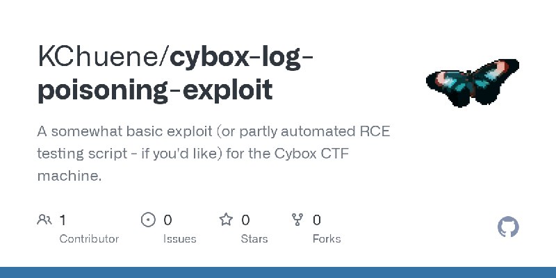 GitHub - KChuene/cybox-log-poisoning-exploit: A somewhat basic exploit (or partly automated RCE testing script - if you'd like)…