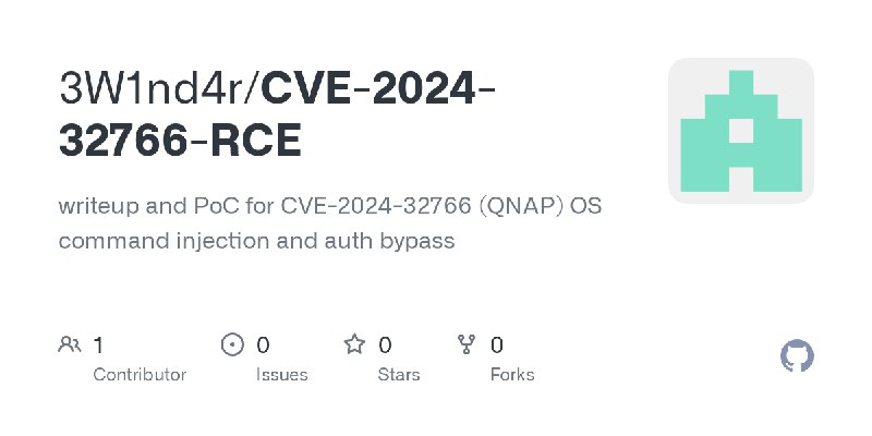 GitHub - 3W1nd4r/CVE-2024-32766-RCE: writeup and PoC for CVE-2024-32766 (QNAP) OS command injection and auth bypass