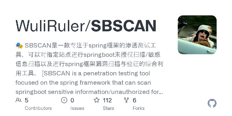 GitHub - WuliRuler/SBSCAN: 🎭 SBSCAN是一款专注于spring框架的渗透测试工具，可以对指定站点进行springboot未授权扫描/敏感信息扫描以及进行spring框架漏洞扫描与验证的综合利用工具。      [SBSCAN…