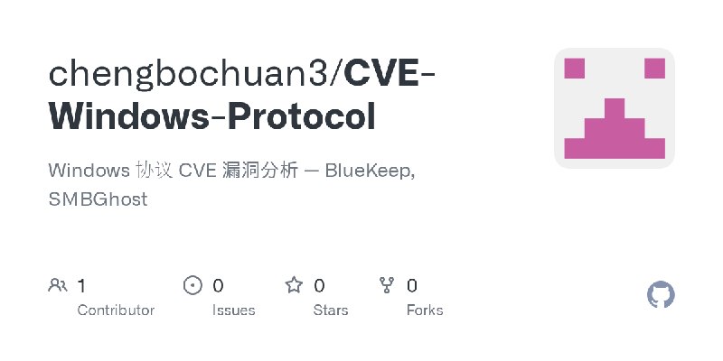 GitHub - chengbochuan3/CVE-Windows-Protocol: Windows 协议 CVE 漏洞分析 — BlueKeep, SMBGhost