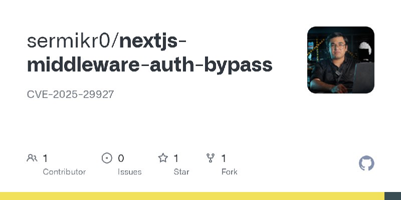 GitHub - sermikr0/nextjs-middleware-auth-bypass: CVE-2025-29927