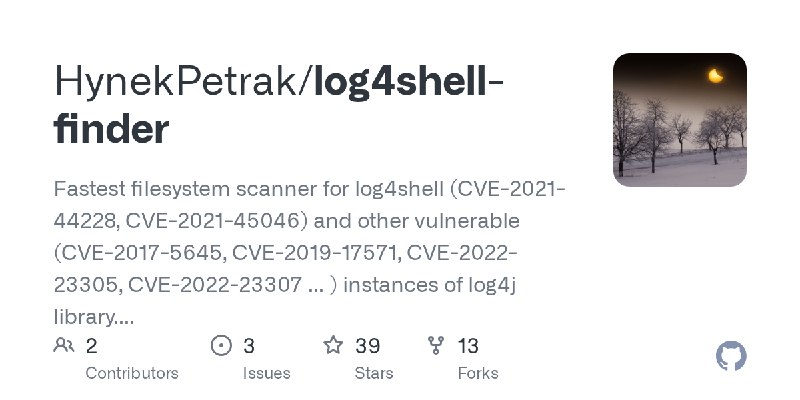 GitHub - HynekPetrak/log4shell-finder: Fastest filesystem scanner for log4shell (CVE-2021-44228, CVE-2021-45046) and other vulnerable…