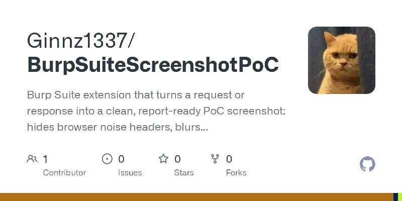 GitHub - Ginnz1337/BurpSuiteScreenshotPoC: Burp Suite extension that turns a request or response into a clean, report-ready PoC…