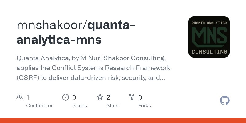 GitHub - mnshakoor/quanta-analytica-mns: Quanta Analytica, by M Nuri Shakoor Consulting, applies the Conflict Systems Research…