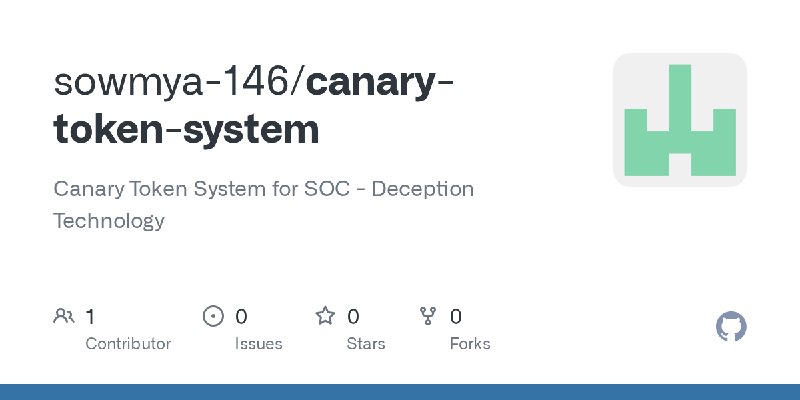 GitHub - sowmya-146/canary-token-system: Canary Token System for SOC - Deception Technology
