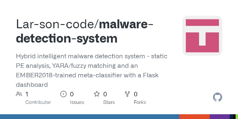 GitHub - Lar-son-code/malware-detection-system: Hybrid intelligent malware detection system - static PE analysis, YARA/fuzzy matching…