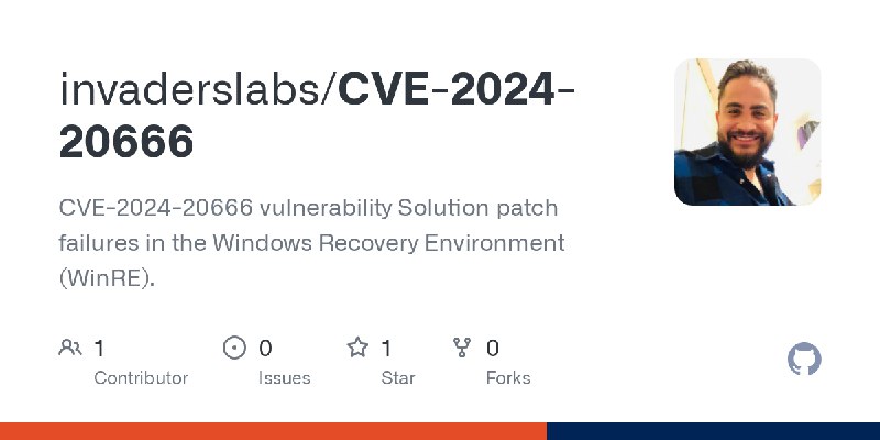GitHub - invaderslabs/CVE-2024-20666: CVE-2024-20666 vulnerability Solution patch failures in the Windows Recovery Environment…