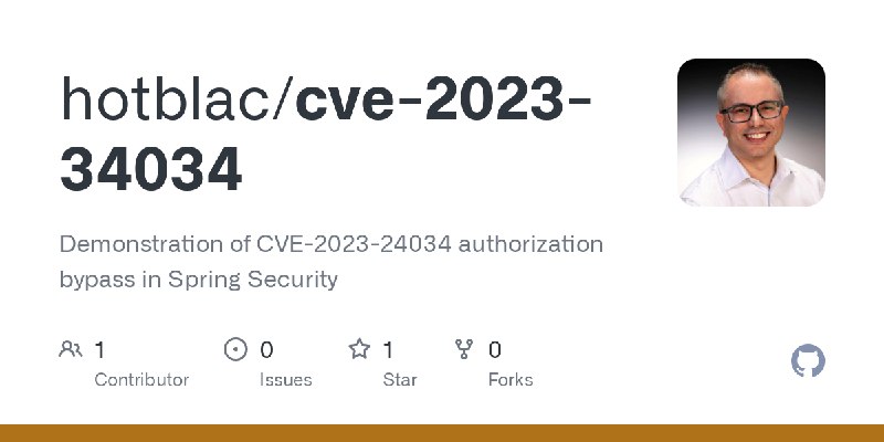 GitHub - hotblac/cve-2023-34034: Demonstration of CVE-2023-24034 authorization bypass in Spring Security