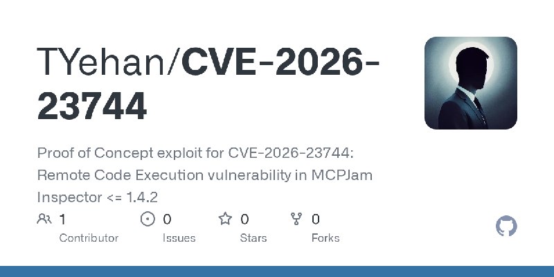 GitHub - TYehan/CVE-2026-23744: Proof of Concept exploit for CVE-2026-23744: Remote Code Execution vulnerability in MCPJam Inspector…