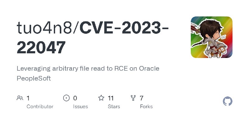 GitHub - tuo4n8/CVE-2023-22047: Leveraging arbitrary file read to RCE on Oracle PeopleSoft
