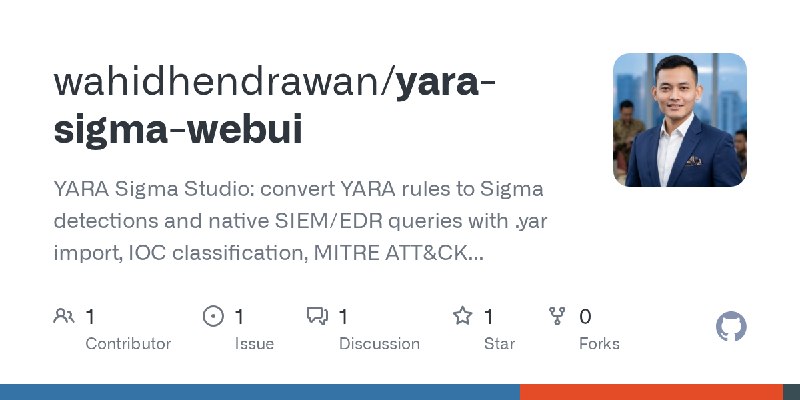 GitHub - wahidhendrawan/yara-sigma-webui: YARA Sigma Studio: convert YARA rules to Sigma detections and native SIEM/EDR queries…