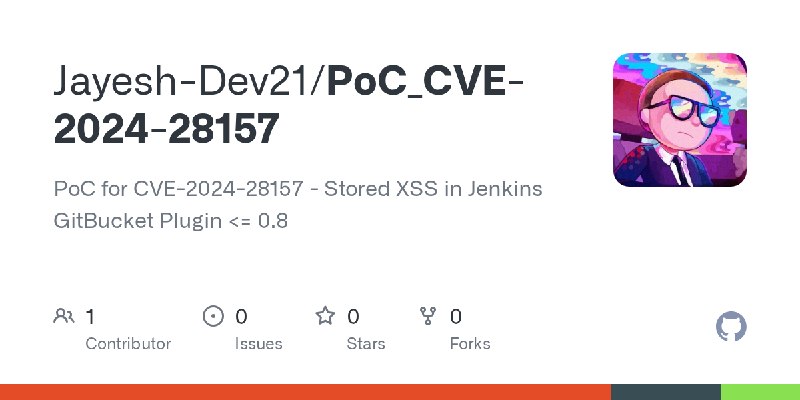 GitHub - Jayesh-Dev21/PoC_CVE-2024-28157: PoC for CVE-2024-28157 - Stored XSS in Jenkins GitBucket Plugin <= 0.8