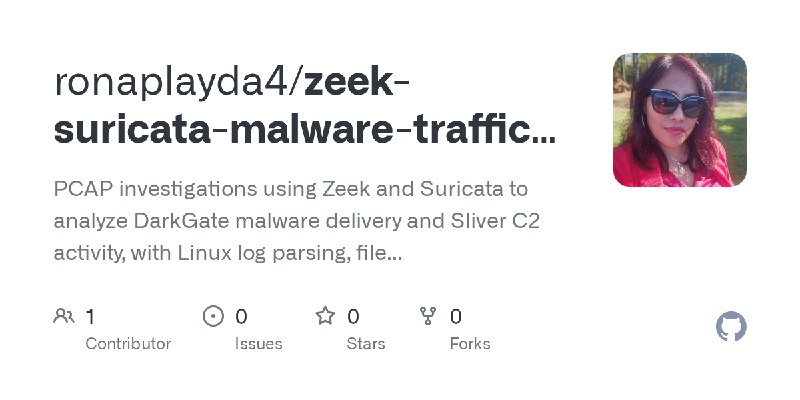 GitHub - ronaplayda4/zeek-suricata-malware-traffic-analysis: PCAP investigations using Zeek and Suricata to analyze DarkGate malware…