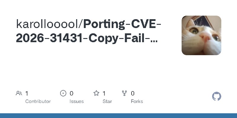 GitHub - karollooool/Porting-CVE-2026-31431-Copy-Fail-to-a-Constrained-Java-Runner