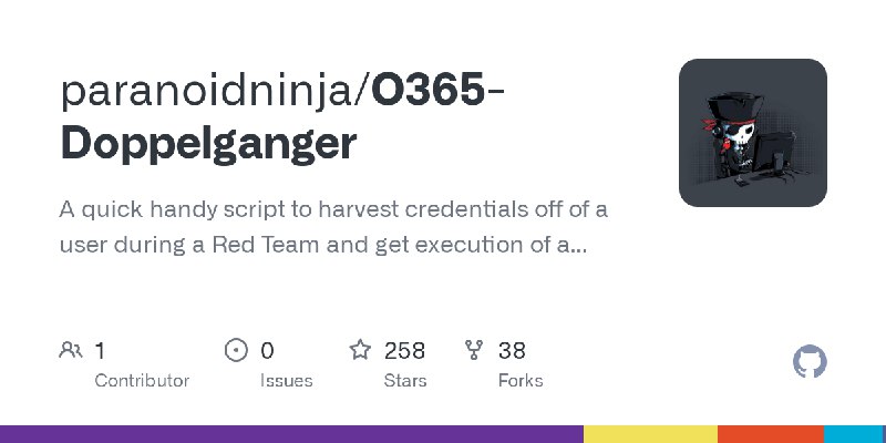 GitHub - paranoidninja/O365-Doppelganger: A quick handy script to harvest credentials off of a user during a Red Team and get execution…