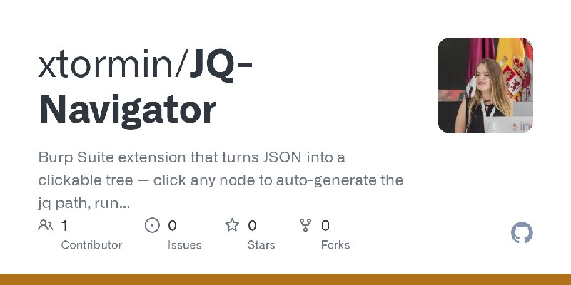 GitHub - xtormin/JQ-Navigator: Burp Suite extension that turns JSON into a clickable tree — click any node to auto-generate the…