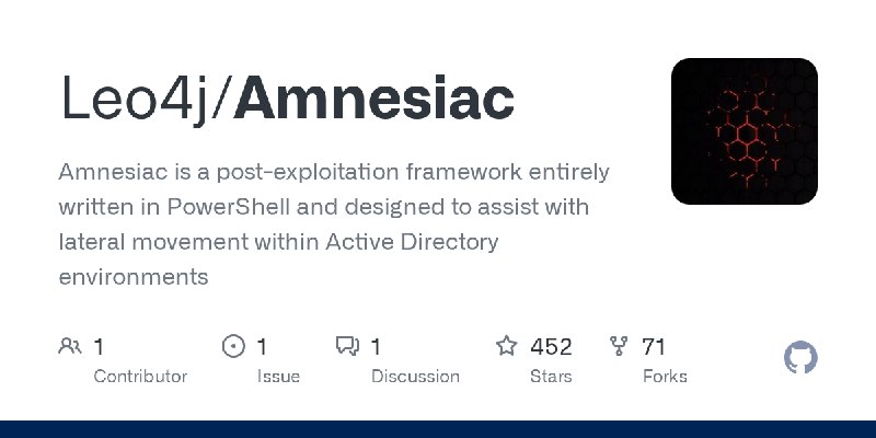 GitHub - Leo4j/Amnesiac: Amnesiac is a post-exploitation framework entirely written in PowerShell and designed to assist with lateral…
