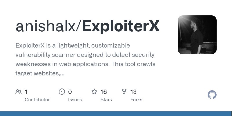 GitHub - anishalx/ExploiterX: ExploiterX is a lightweight, customizable vulnerability scanner designed to detect security weaknesses…