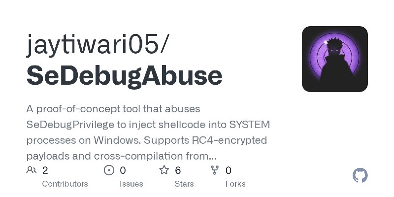 GitHub - jaytiwari05/SeDebugAbuse: A proof-of-concept tool that abuses SeDebugPrivilege to inject shellcode into SYSTEM processes…