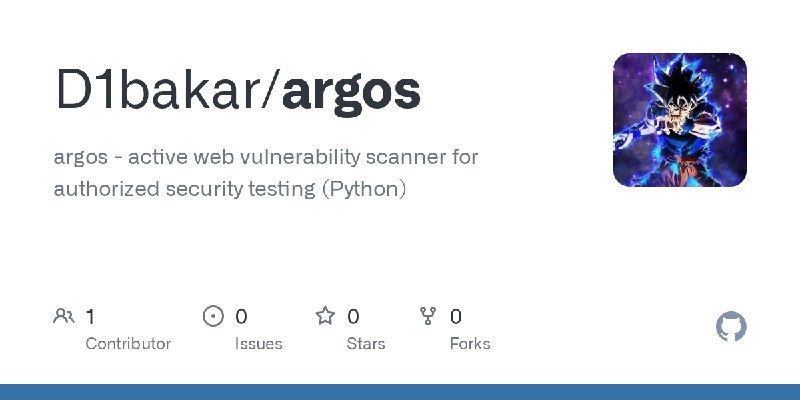 GitHub - D1bakar/argos: argos - active web vulnerability scanner for authorized security testing (Python)