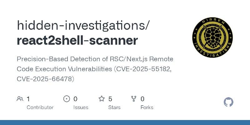 GitHub - hidden-investigations/react2shell-scanner: Precision-Based Detection of RSC/Next.js Remote Code Execution Vulnerabilities…