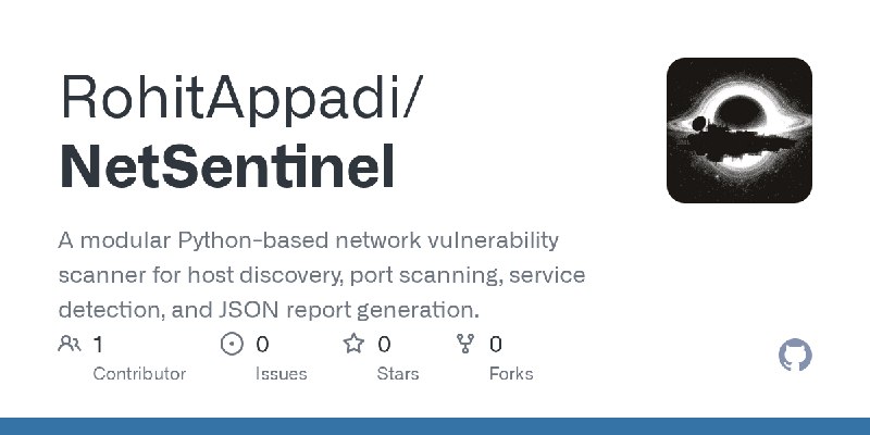 GitHub - RohitAppadi/NetSentinel: A modular Python-based network vulnerability scanner for host discovery, port scanning, service…
