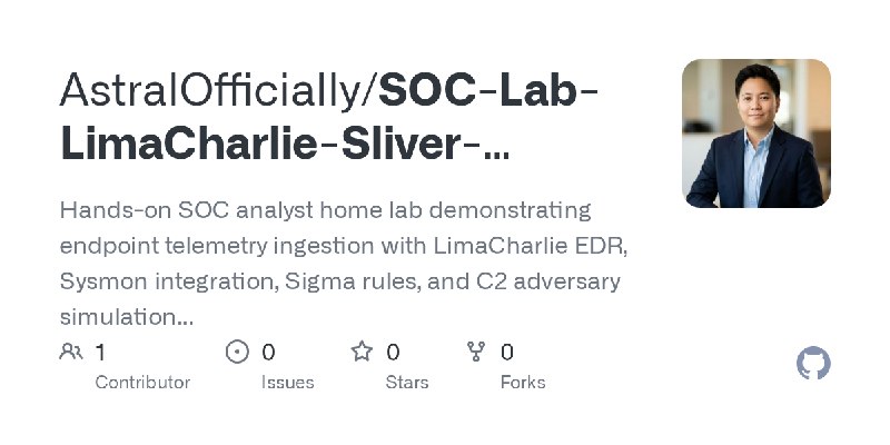 GitHub - AstralOfficially/SOC-Lab-LimaCharlie-Sliver-Emulation: Hands-on SOC analyst home lab demonstrating endpoint telemetry…