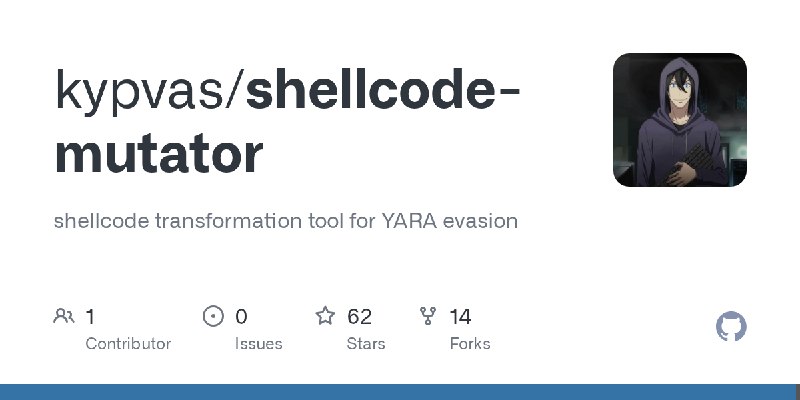GitHub - kypvas/shellcode-mutator: shellcode transformation tool for YARA evasion