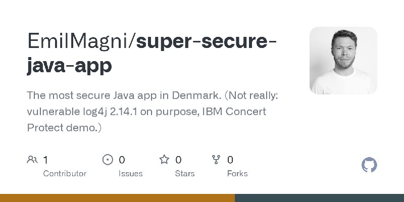GitHub - EmilMagni/super-secure-java-app: The most secure Java app in Denmark. (Not really: vulnerable log4j 2.14.1 on purpose…