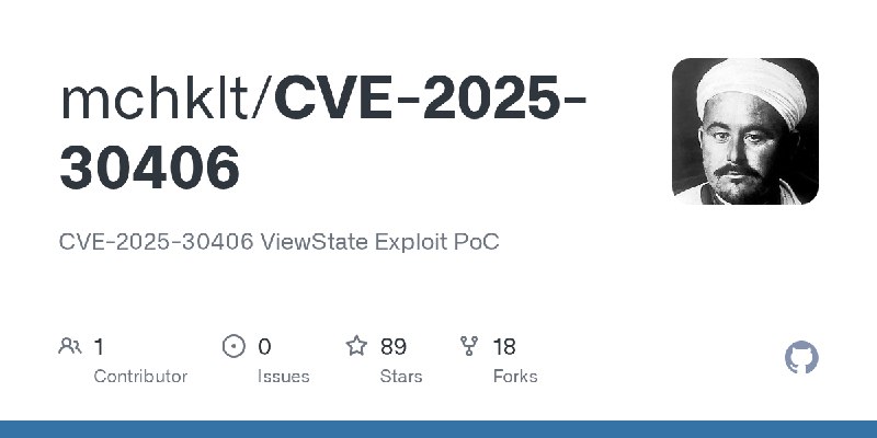 GitHub - mchklt/CVE-2025-30406: CVE-2025-30406 ViewState Exploit PoC