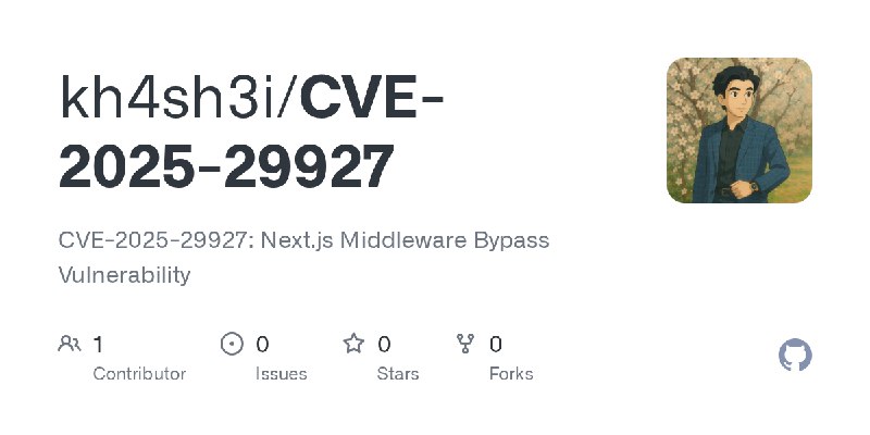 GitHub - kh4sh3i/CVE-2025-29927: CVE-2025-29927: Next.js Middleware Bypass Vulnerability